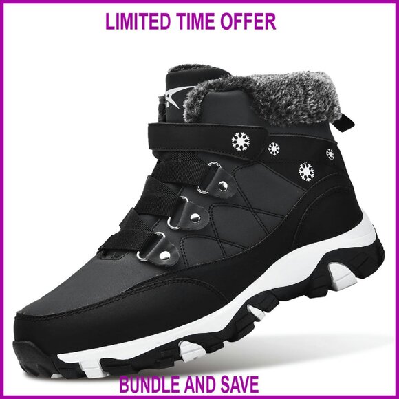 Womens Snow Boots Ankle Booties Waterproof Fur Lined Winter Hiking Shoes